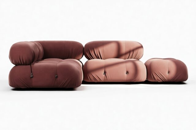 The Bellini – Maroon Velvet, Sectional (Small Left Corner)