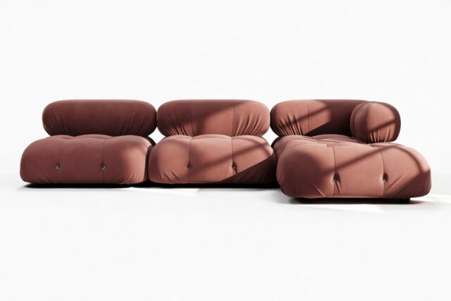 The Bellini – Maroon Velvet, Sectional (Right Chaise)