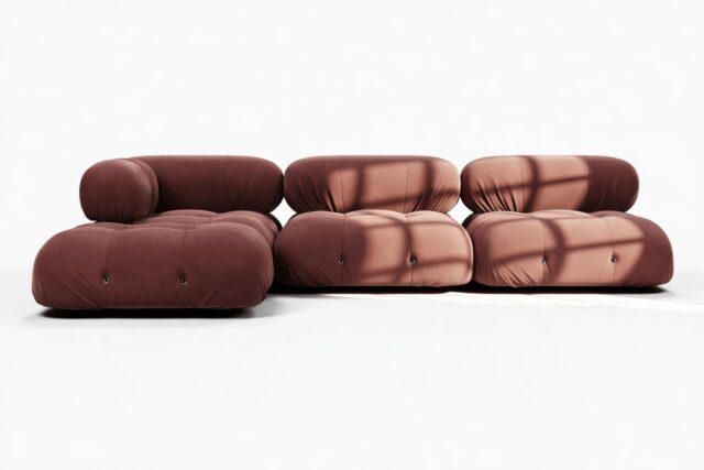 The Bellini – Maroon Velvet, Sectional (Left Chaise)