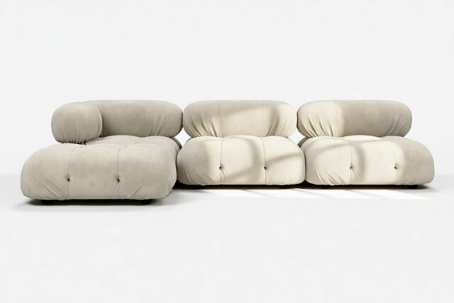 The Bellini – Eggshell Vegan Suede, Sectional (Left Chaise)