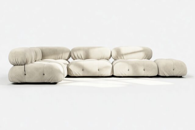 The Bellini – Eggshell Vegan Suede, Sectional (Left Corner)