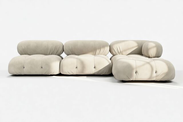 The Bellini – Eggshell Vegan Suede, Sectional (Right Chaise)
