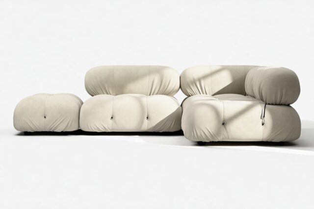 The Bellini – Eggshell Vegan Suede, Sectional (Small Right Corner)