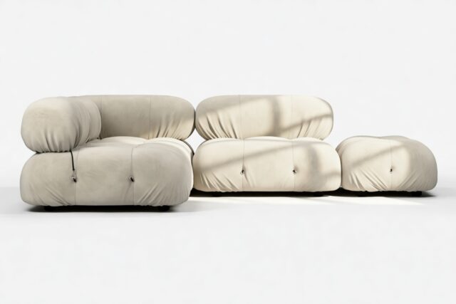 The Bellini – Eggshell Vegan Suede, Sectional (Small Left Corner)