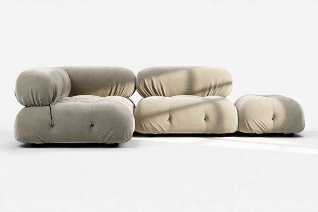 The Bellini – Beige Gray Chenille, Sectional (Small Left Corner)