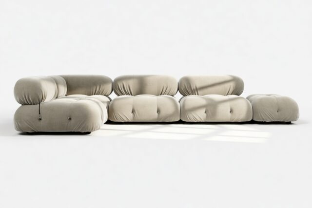 The Bellini – Beige Gray Chenille, Sectional (Left Corner)