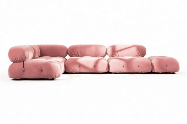 The Bellini – Blush Pink Velvet, Sectional (Left Corner)