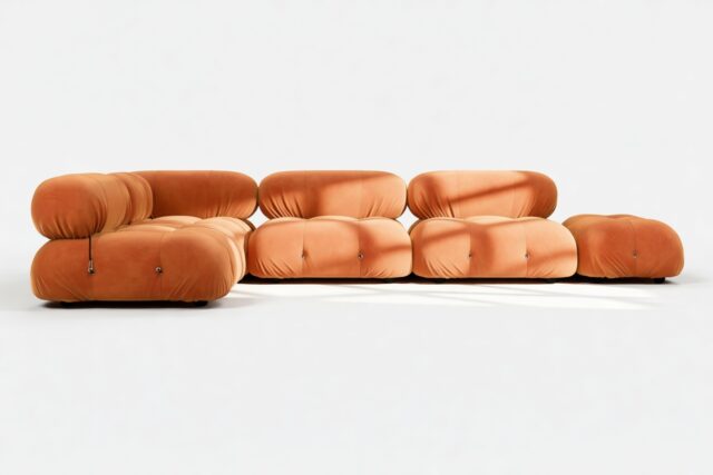 The Bellini – Apricot Velvet, Sectional (Left Corner)