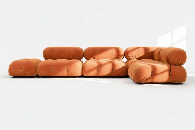 The Bellini – Apricot Velvet, Sectional (Right Corner)