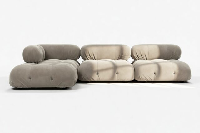 The Bellini – Greige Velvet, Sectional (Left Chaise)