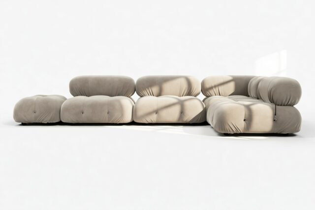 The Bellini – Greige Velvet, Sectional (Right Chaise)