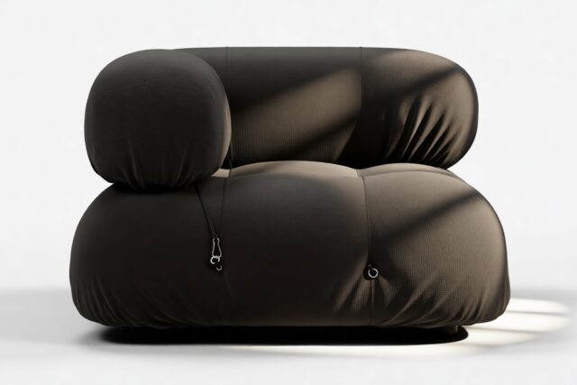 The Bellini – Black Performance Weave (Outdoor), Left Corner