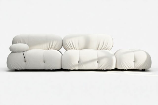 The Bellini – White Boucle, Open End Sofa (Right)