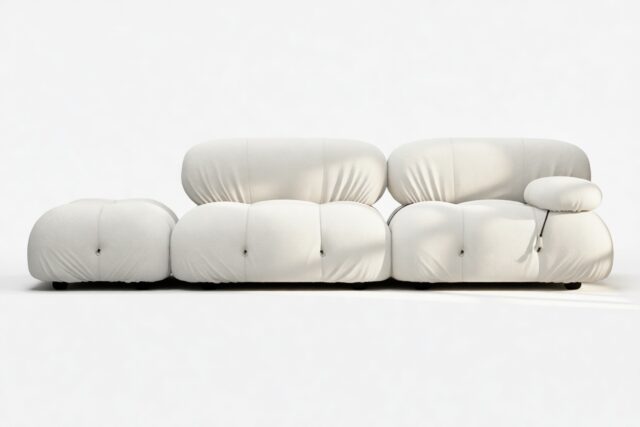 The Bellini – White Boucle, Open End Sofa (Left)