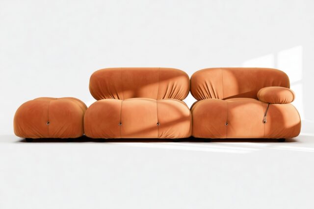 The Bellini – Apricot Velvet, Open End Sofa (Left)