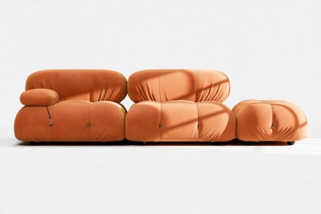 The Bellini – Apricot Velvet, Open End Sofa (Right)