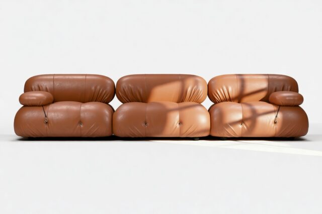 The Bellini – Tan Premium Leather, Three Seater Sofa