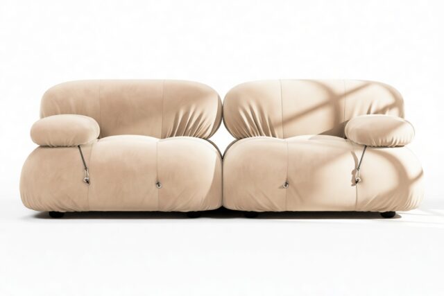The Bellini – Ecru Velvet, Two Seater Sofa