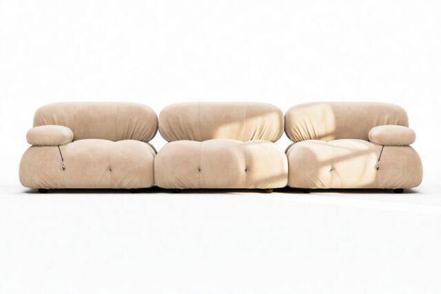 The Bellini – Ecru Velvet, Three Seater Sofa