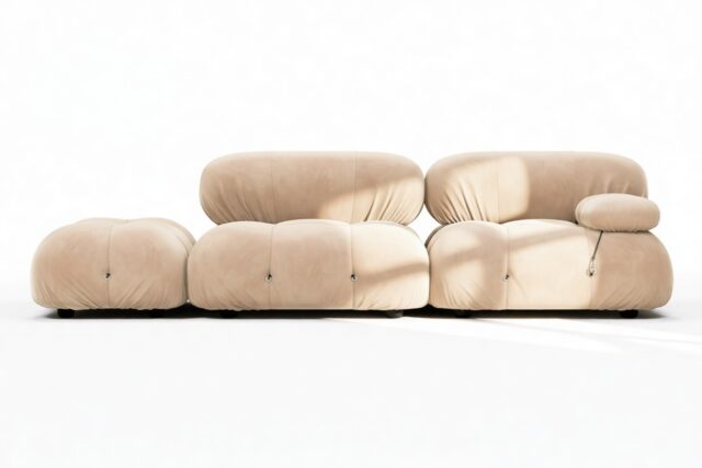 The Bellini – Ecru Velvet, Open End Sofa (Left)