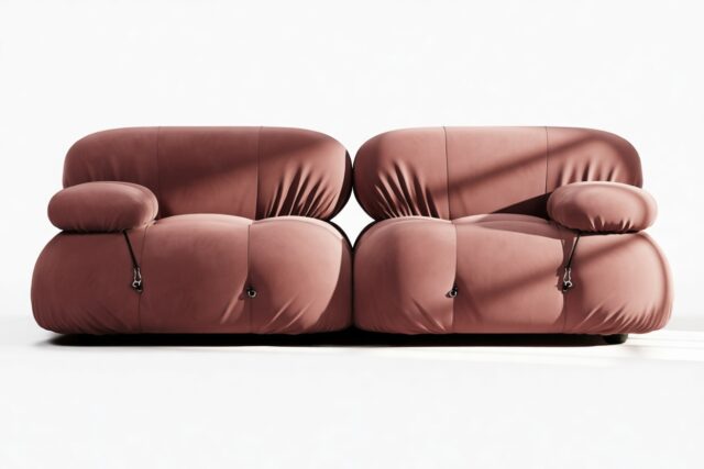 The Bellini – Maroon Velvet, Two Seater Sofa