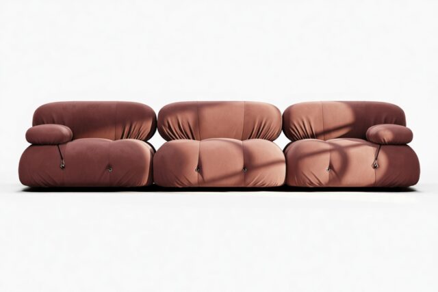 The Bellini – Maroon Velvet, Three Seater Sofa