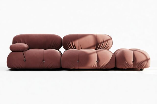 The Bellini – Maroon Velvet, Open End Sofa (Right)