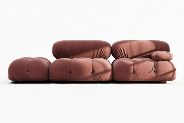 The Bellini – Maroon Velvet, Open End Sofa (Left)