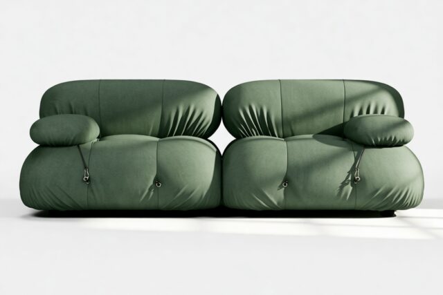 The Bellini – Evergreen Brushed Weave, Two Seater Sofa