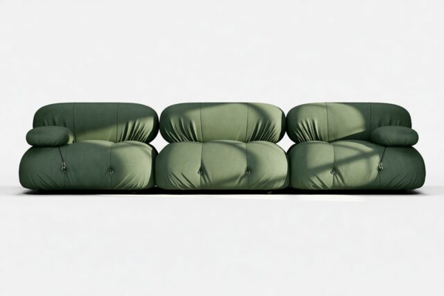 The Bellini – Evergreen Brushed Weave, Three Seater Sofa