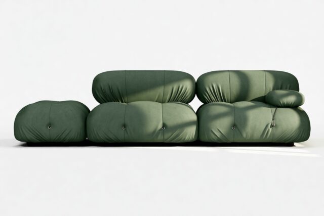 The Bellini – Evergreen Brushed Weave, Open End Sofa (Left)