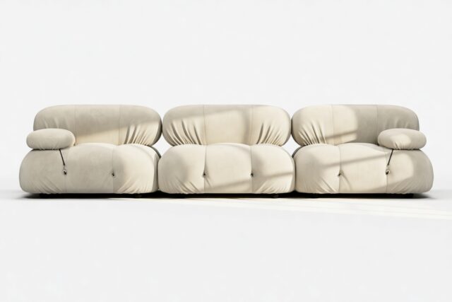 The Bellini – Eggshell Vegan Suede, Three Seater Sofa