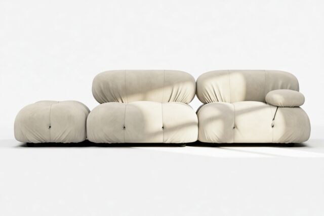 The Bellini – Eggshell Vegan Suede, Open End Sofa (Left)