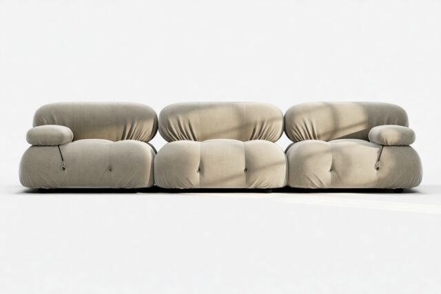 The Bellini – Beige Gray Chenille, Three Seater Sofa