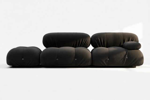 The Bellini – Black Boucle, Open End Sofa (Left)