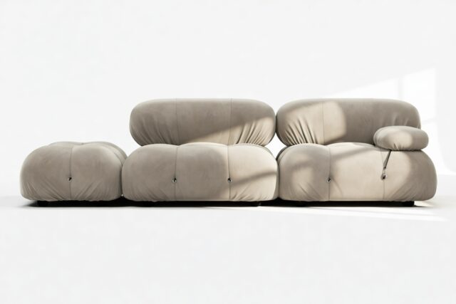 The Bellini – Greige Velvet, Open End Sofa (Left)