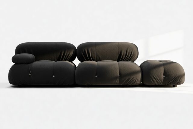 The Bellini – Black Boucle, Open End Sofa (Right)
