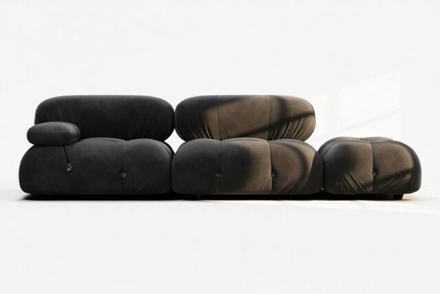 The Bellini – Black Velvet, Open End Sofa (Right)