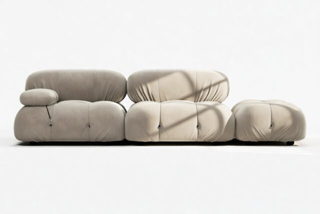 The Bellini – Greige Velvet, Open End Sofa (Right)