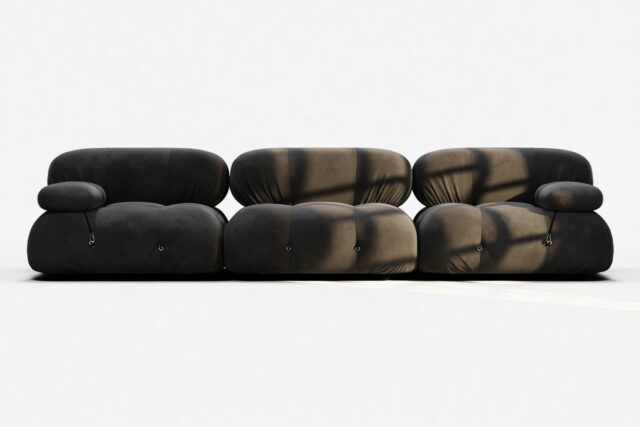 The Bellini – Black Velvet, Three Seater Sofa