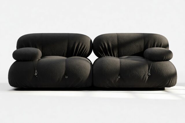The Bellini – Black Boucle, Two Seater Sofa