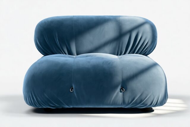 The Bellini – Aegean Blue Velvet, Armless Module