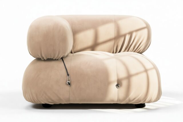 The Bellini – Ecru Velvet, Left Corner