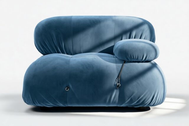 The Bellini – Aegean Blue Velvet, Right Arm