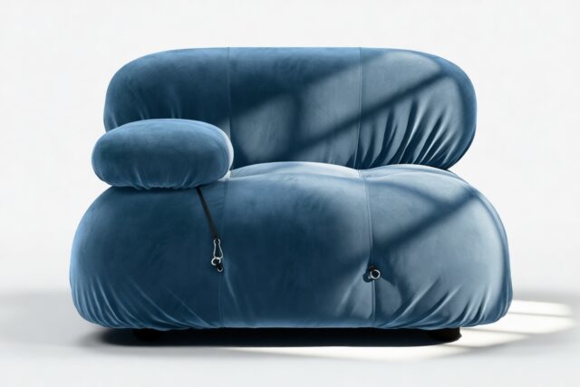 The Bellini – Aegean Blue Velvet, Left Arm