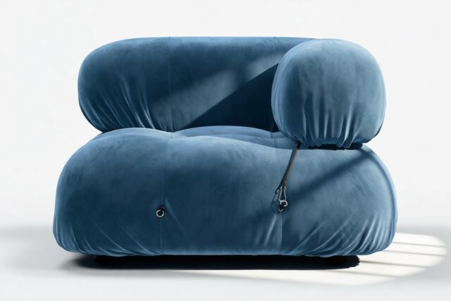 The Bellini – Aegean Blue Velvet, Right Corner