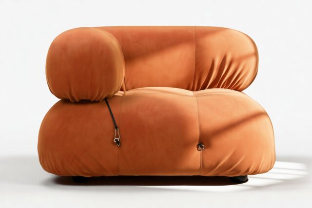 The Bellini – Apricot Velvet, Left Corner