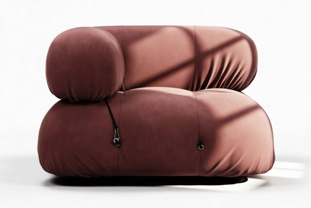 The Bellini – Maroon Velvet, Left Corner