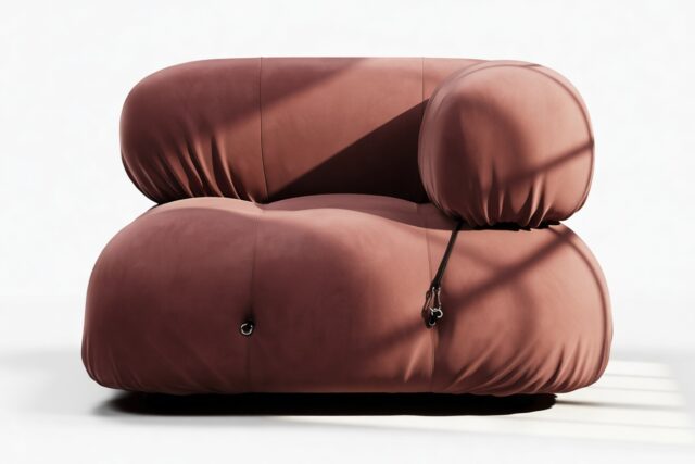 The Bellini – Maroon Velvet, Right Corner