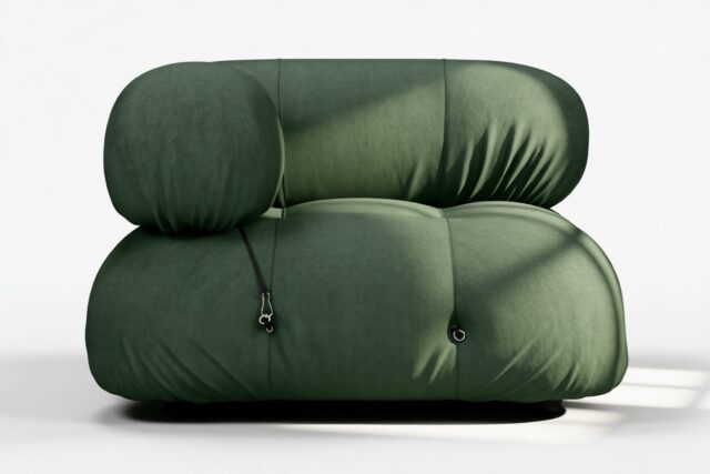 The Bellini – Evergreen Brushed Weave, Left Corner